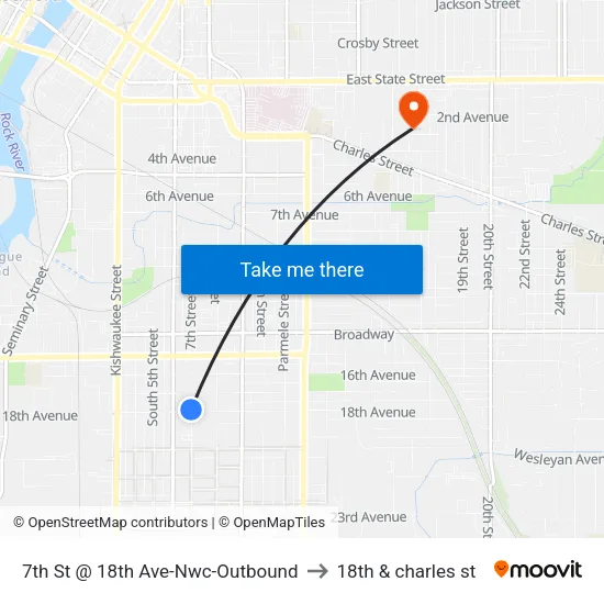 7th St @ 18th Ave-Nwc-Outbound to 18th & charles st map