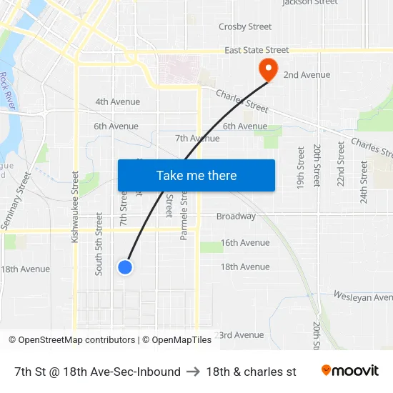 7th St @ 18th Ave-Sec-Inbound to 18th & charles st map