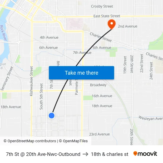 7th St @ 20th Ave-Nwc-Outbound to 18th & charles st map