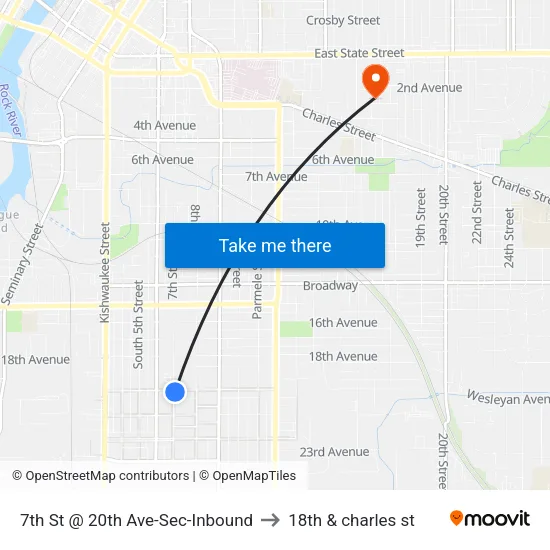 7th St @ 20th Ave-Sec-Inbound to 18th & charles st map