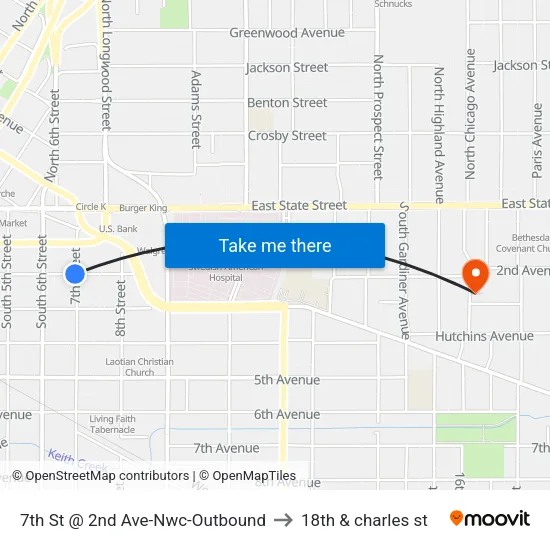 7th St @ 2nd Ave-Nwc-Outbound to 18th & charles st map
