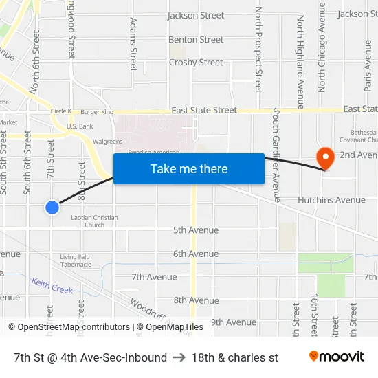 7th St @ 4th Ave-Sec-Inbound to 18th & charles st map