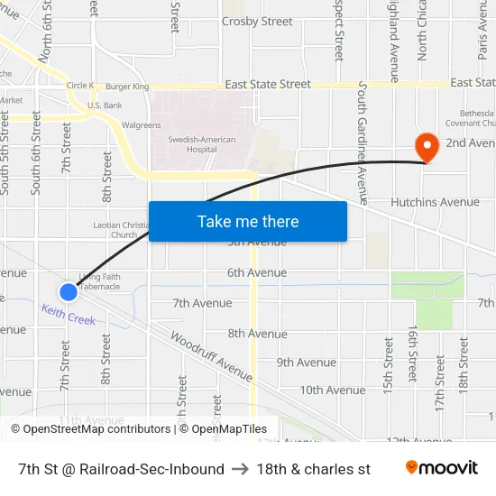 7th St @ Railroad-Sec-Inbound to 18th & charles st map