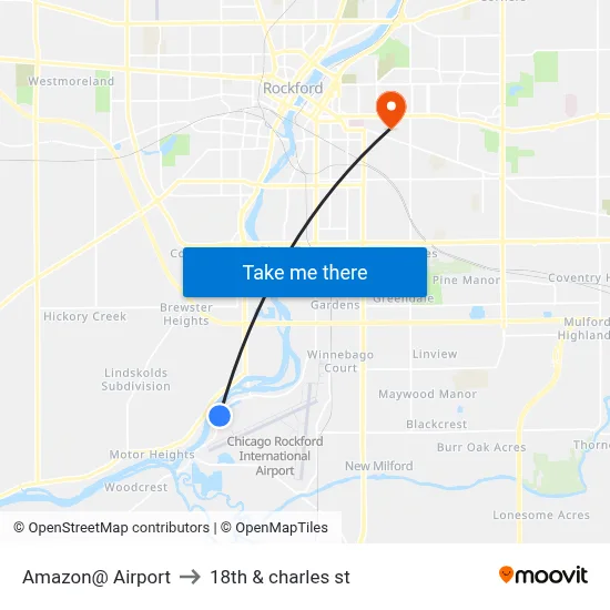 Amazon@ Airport to 18th & charles st map