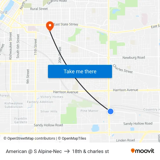 American @ S Alpine-Nec to 18th & charles st map