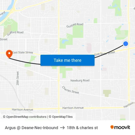 Argus @ Deane-Nec-Inbound to 18th & charles st map