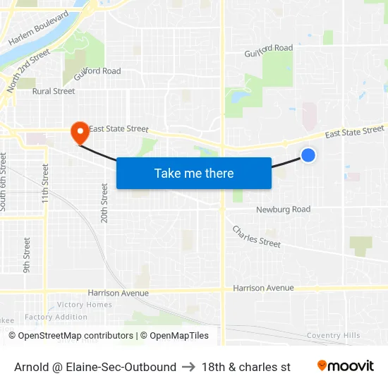 Arnold @ Elaine-Sec-Outbound to 18th & charles st map