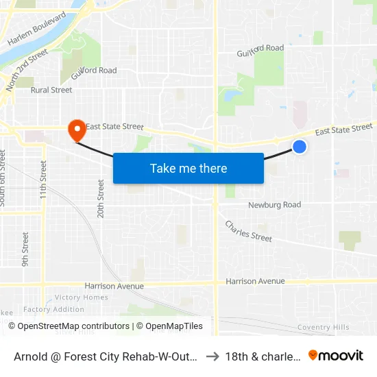 Arnold @ Forest City Rehab-W-Outbound to 18th & charles st map