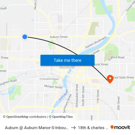 Auburn @ Auburn Manor-S-Inbound to 18th & charles st map