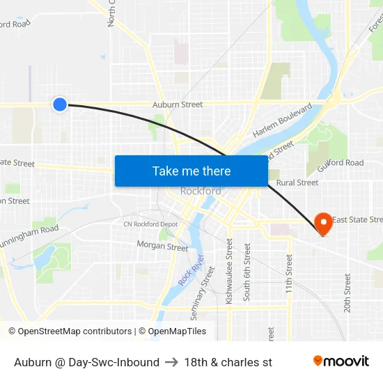 Auburn @ Day-Swc-Inbound to 18th & charles st map
