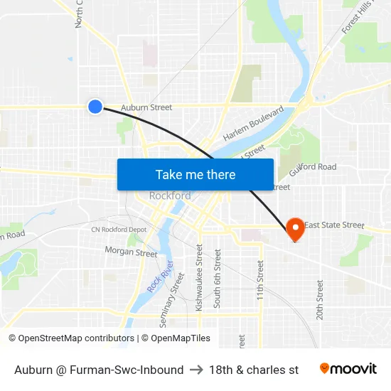 Auburn @ Furman-Swc-Inbound to 18th & charles st map
