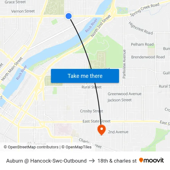 Auburn @ Hancock-Swc-Outbound to 18th & charles st map
