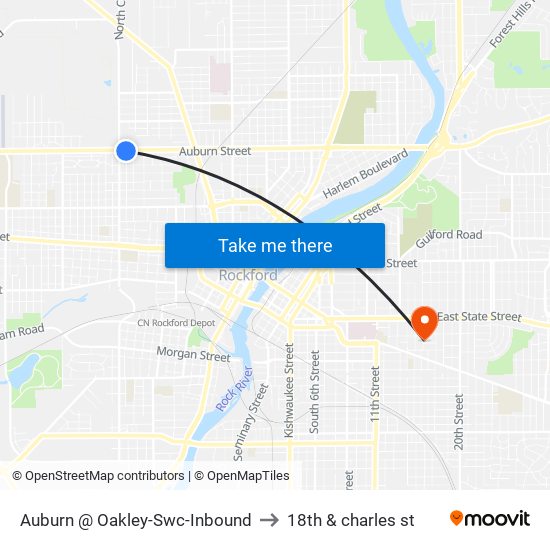 Auburn @ Oakley-Swc-Inbound to 18th & charles st map