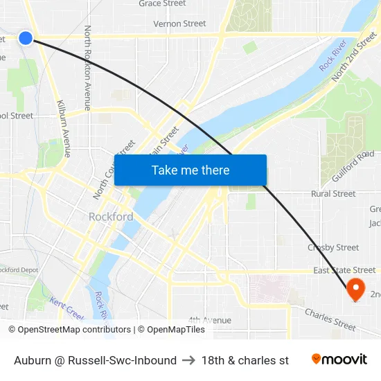 Auburn @ Russell-Swc-Inbound to 18th & charles st map
