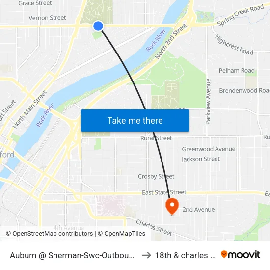 Auburn @ Sherman-Swc-Outbound to 18th & charles st map