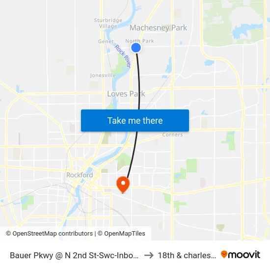 Bauer Pkwy @ N 2nd St-Swc-Inbound to 18th & charles st map