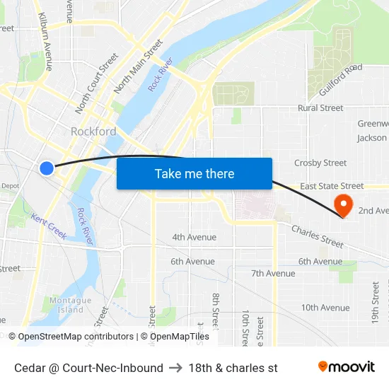 Cedar @ Court-Nec-Inbound to 18th & charles st map