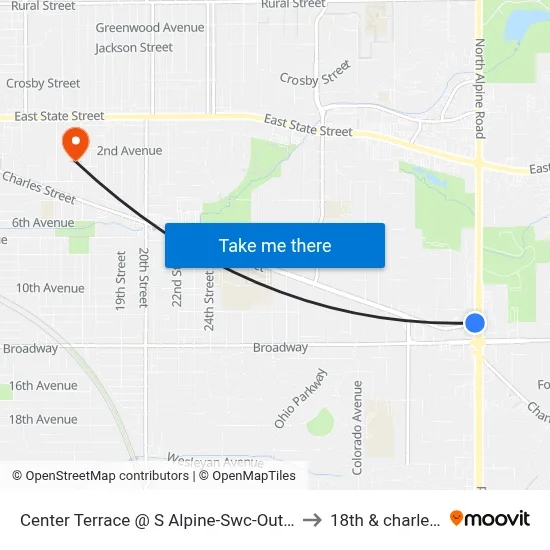 Center Terrace @ S Alpine-Swc-Outbound to 18th & charles st map