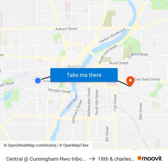 Central @ Cunningham-Nwc-Inbound to 18th & charles st map