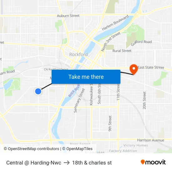 Central @ Harding-Nwc to 18th & charles st map