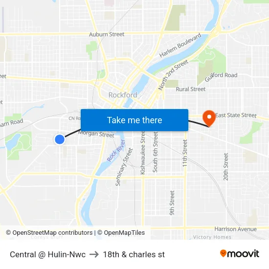 Central @ Hulin-Nwc to 18th & charles st map