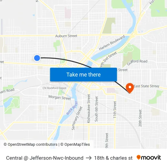 Central @ Jefferson-Nwc-Inbound to 18th & charles st map