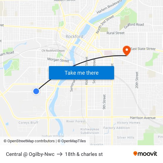 Central @ Ogilby-Nwc to 18th & charles st map