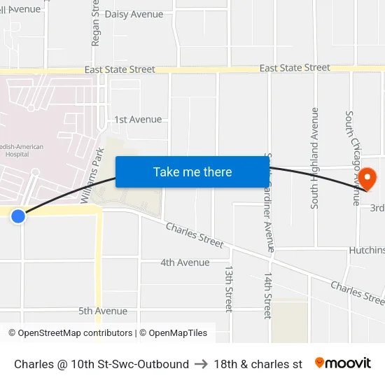 Charles @ 10th St-Swc-Outbound to 18th & charles st map