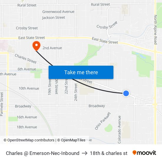 Charles @ Emerson-Nec-Inbound to 18th & charles st map