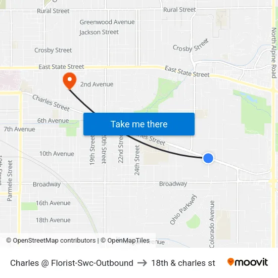 Charles @ Florist-Swc-Outbound to 18th & charles st map