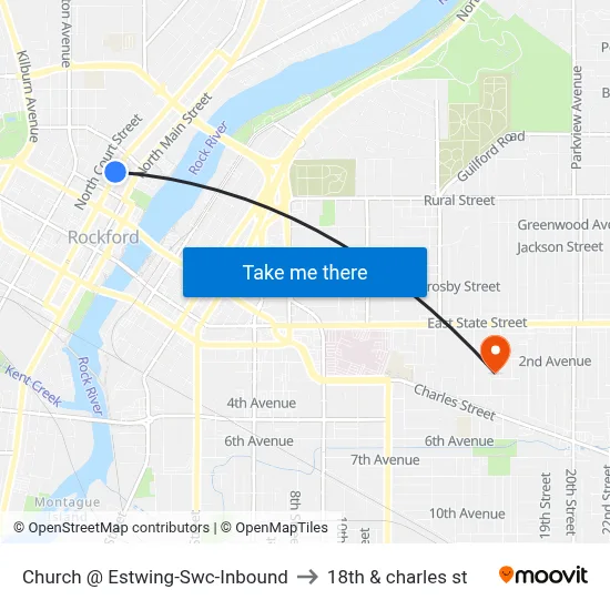Church @ Estwing-Swc-Inbound to 18th & charles st map
