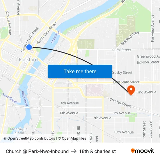 Church @ Park-Nwc-Inbound to 18th & charles st map