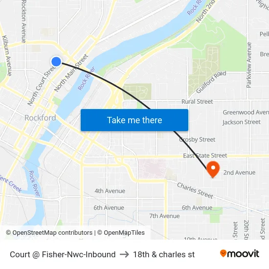 Court @ Fisher-Nwc-Inbound to 18th & charles st map