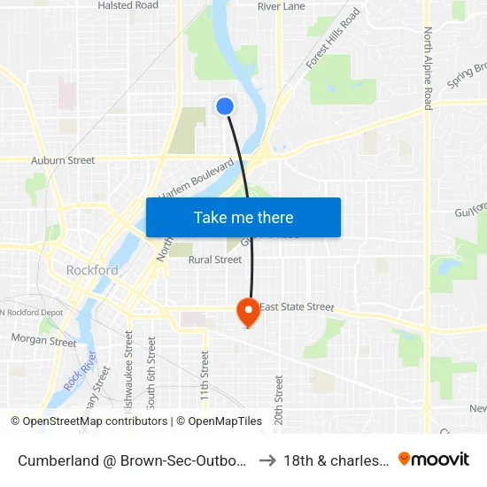 Cumberland @ Brown-Sec-Outbound to 18th & charles st map