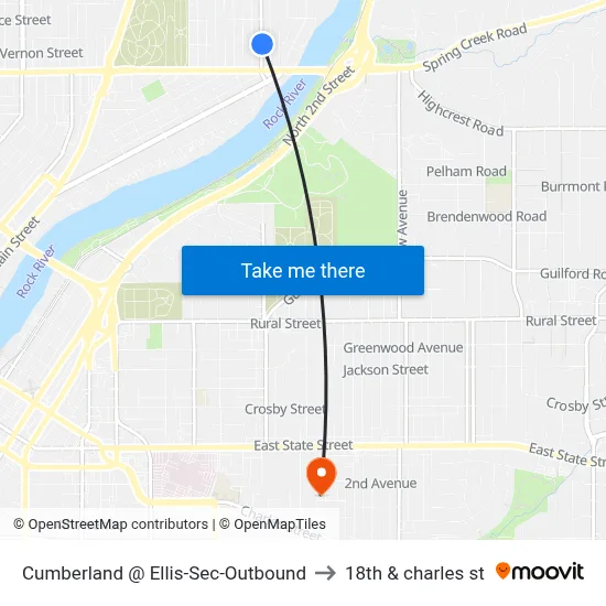 Cumberland @ Ellis-Sec-Outbound to 18th & charles st map
