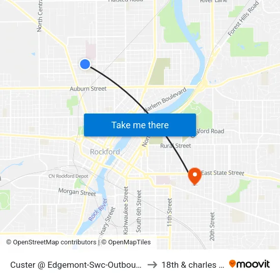 Custer @ Edgemont-Swc-Outbound to 18th & charles st map
