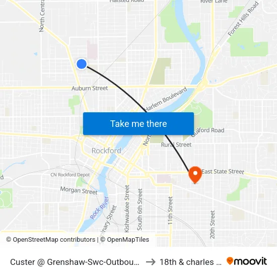 Custer @ Grenshaw-Swc-Outbound to 18th & charles st map