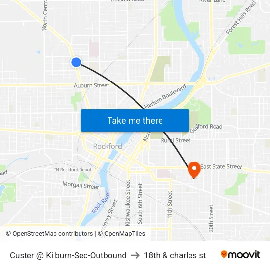 Custer @ Kilburn-Sec-Outbound to 18th & charles st map