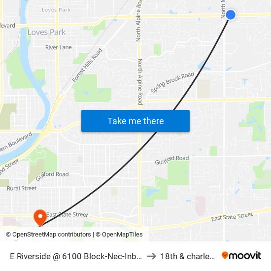 E Riverside @ 6100 Block-Nec-Inbound to 18th & charles st map