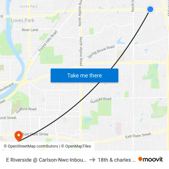 E Riverside @ Carlson-Nwc-Inbound to 18th & charles st map