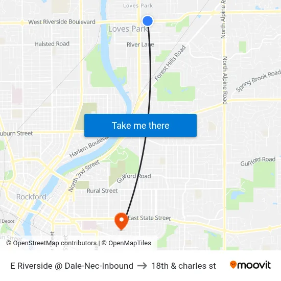E Riverside @ Dale-Nec-Inbound to 18th & charles st map