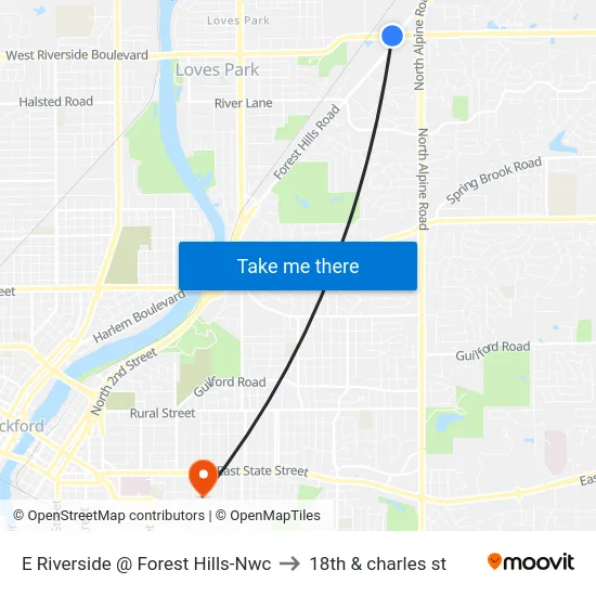 E Riverside @ Forest Hills-Nwc to 18th & charles st map