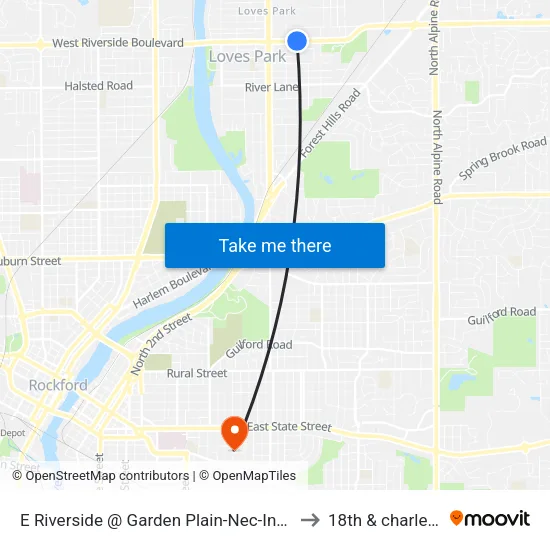 E Riverside @ Garden Plain-Nec-Inbound to 18th & charles st map