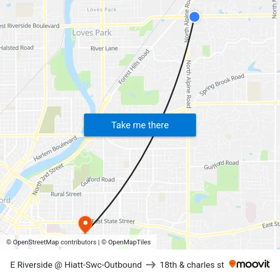 E Riverside @ Hiatt-Swc-Outbound to 18th & charles st map