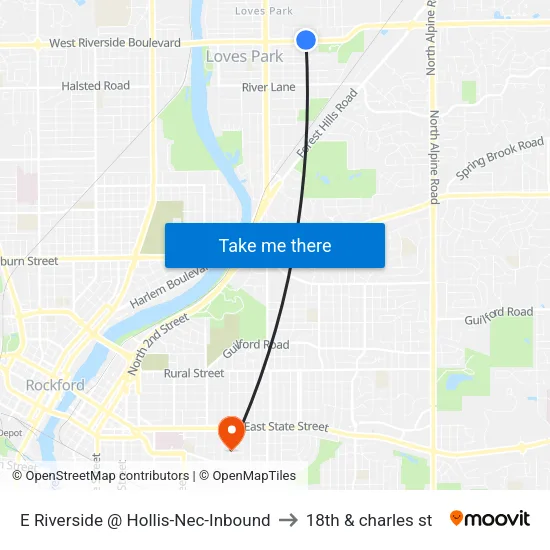 E Riverside @ Hollis-Nec-Inbound to 18th & charles st map