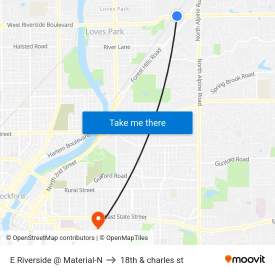 E Riverside @ Material-N to 18th & charles st map