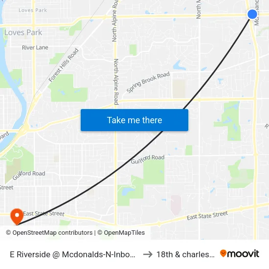 E Riverside @ Mcdonalds-N-Inbound to 18th & charles st map