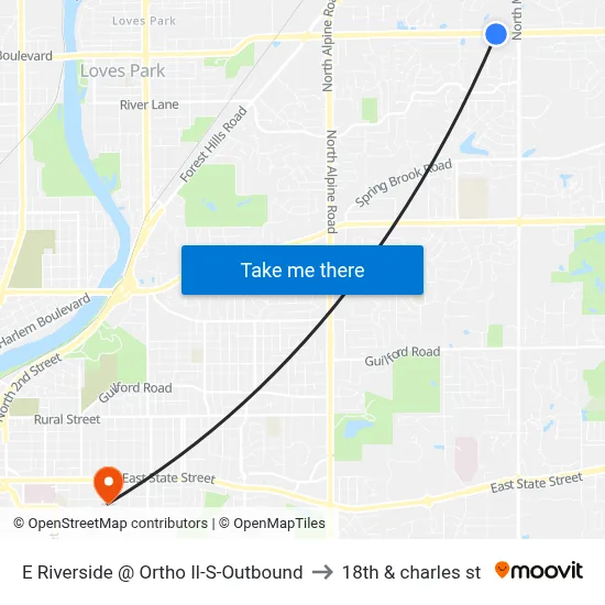 E Riverside @ Ortho Il-S-Outbound to 18th & charles st map