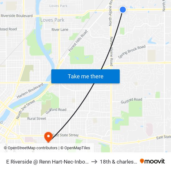 E Riverside @ Renn Hart-Nec-Inbound to 18th & charles st map