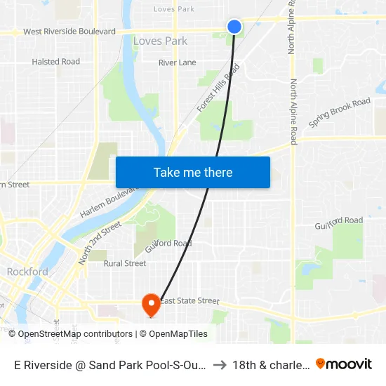 E Riverside @ Sand Park Pool-S-Outbound to 18th & charles st map